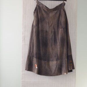 Meindl Brown Patchwork Women's suede maxi leather Skirt size 48